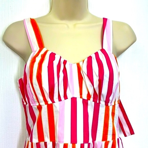 H&M - NWT Bright Colorful Stripe Spaghetti Strap MIDI Dress Size Small - Picture 5 of 12
